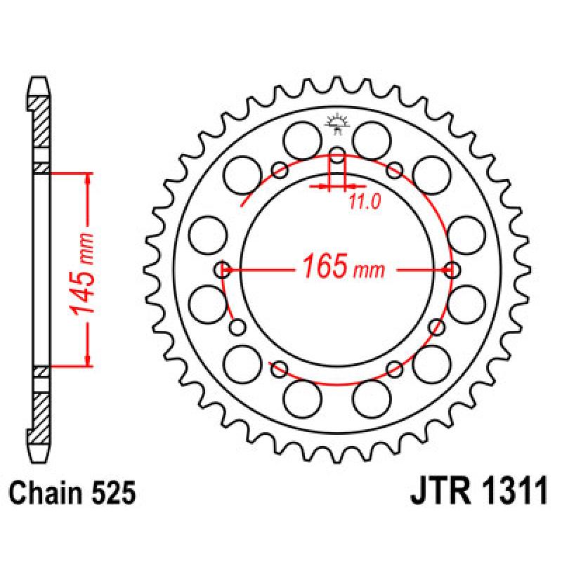 Купить Звездочка задняя JT Sprockets (шаг 525) JT JTR1311